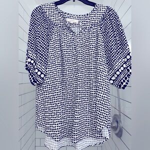 Navy and white heart blouse